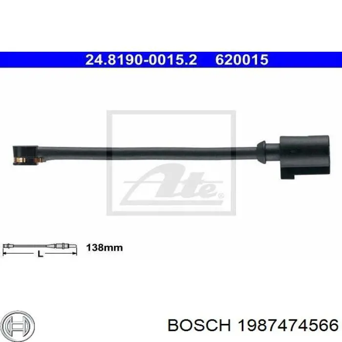1987474566 Bosch Датчик зносу гальмівних колодок, задній