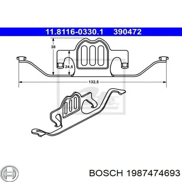 Купити 1987474693 Bosch Ремкомплект гальмівних колодок