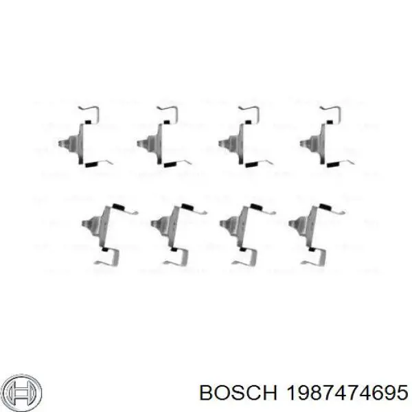 Комплект пружинок кріплення дискових колодок, передніх Bosch 1987474695 ціна, від 10.37 USD