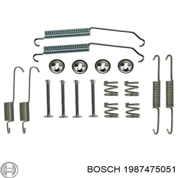 Монтажний комплект задніх барабанних колодок Bosch 1987475051 ціна, від 6.20 USD