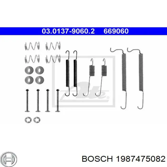 1987475082 Bosch монтажний комплект задніх барабанних колодок
