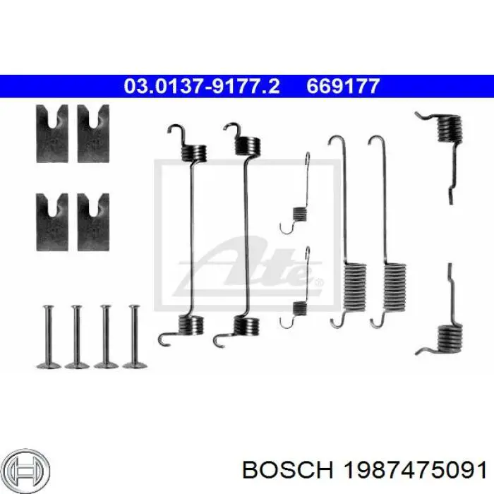 Монтажний комплект задніх барабанних колодок 1987475091 Bosch