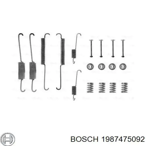 Монтажний комплект задніх барабанних колодок Bosch 1987475092 ціна, від 5.28 USD