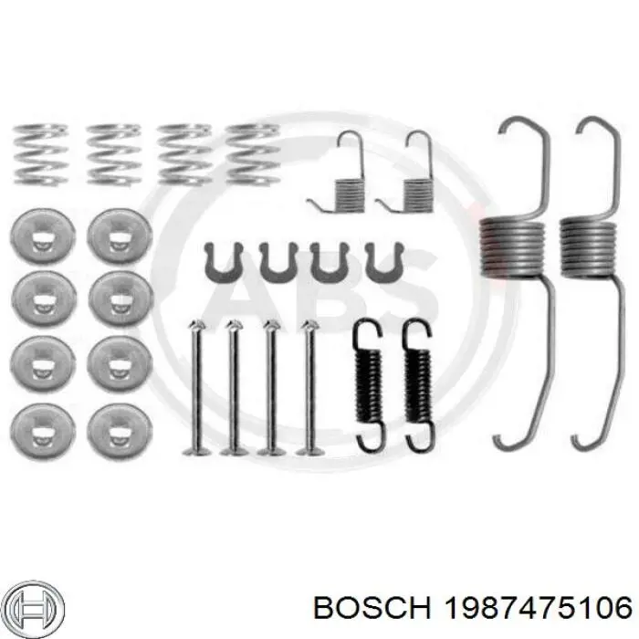 1987475106 Bosch монтажний комплект задніх барабанних колодок