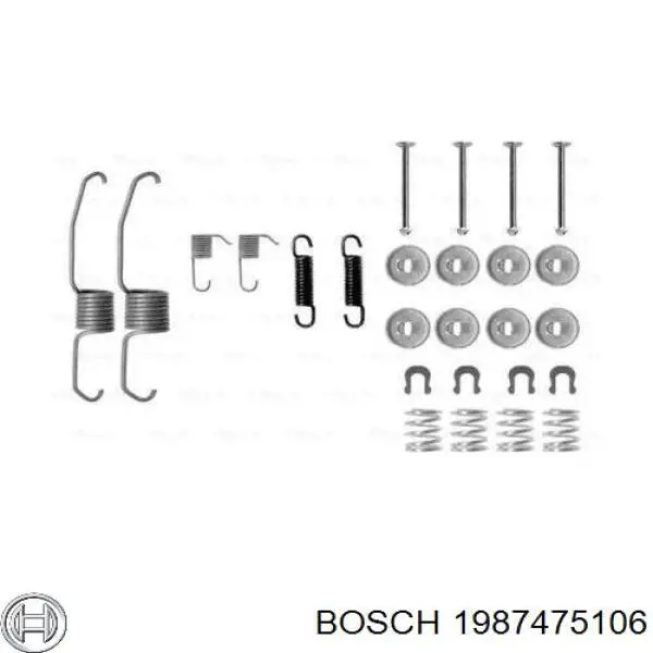 1987475106 Bosch Монтажний комплект задніх барабанних колодок
