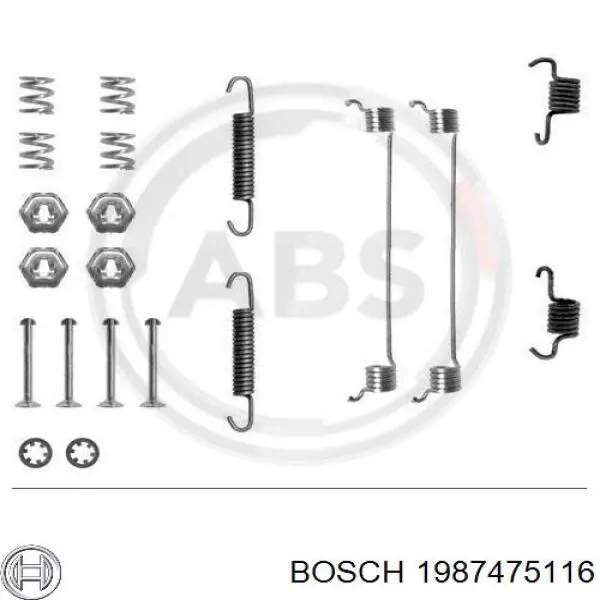 1987475116 Bosch монтажний комплект задніх барабанних колодок