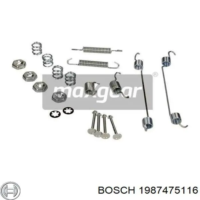Монтажний комплект задніх барабанних колодок Bosch 1987475116 ціна, від 5.56 USD