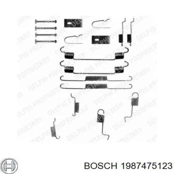 Ремкомплект гальмівних колодок Bosch 1987475123 ціна, від 8.61 USD