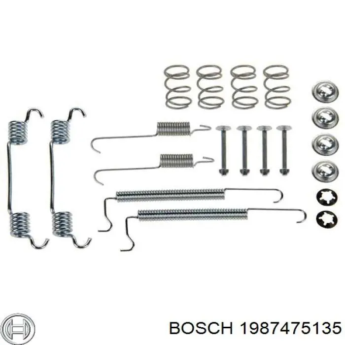 Монтажний комплект задніх барабанних колодок Bosch 1987475135 ціна, від 6.56 USD