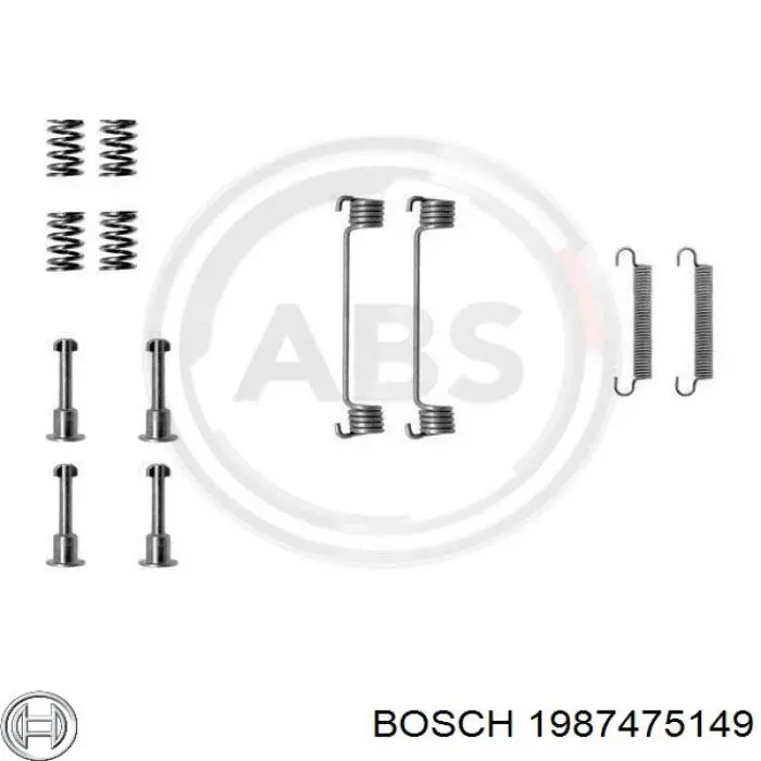 1987475149 Bosch монтажний комплект задніх барабанних колодок
