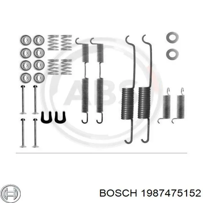Монтажний комплект задніх барабанних колодок Bosch 1987475152 ціна, від 8.77 USD