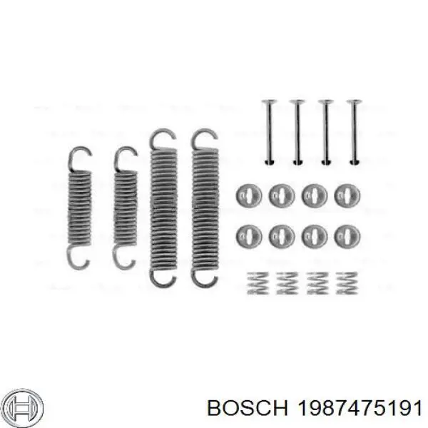 1987475191 Bosch монтажний комплект задніх барабанних колодок
