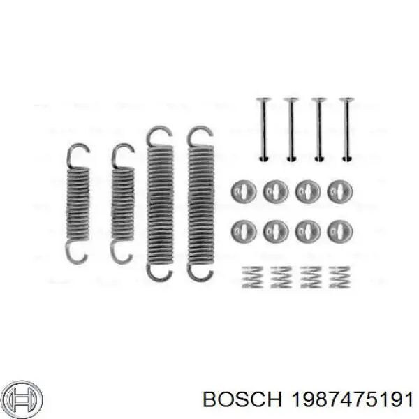 1987475191 Bosch Монтажний комплект задніх барабанних колодок