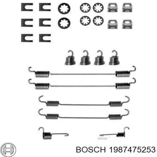 Монтажний комплект задніх барабанних колодок Bosch 1987475253