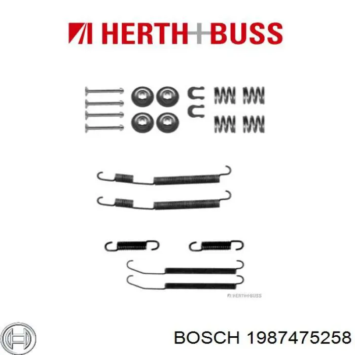 1987475258 Bosch монтажний комплект задніх барабанних колодок
