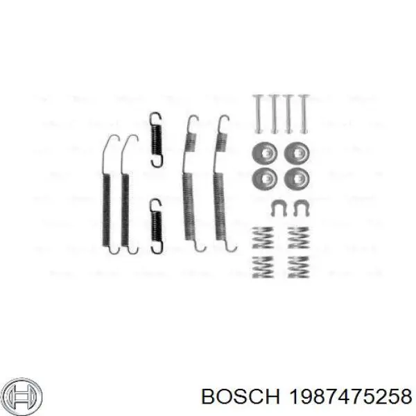 Монтажний комплект задніх барабанних колодок Bosch 1987475258 ціна, від 8.06 USD