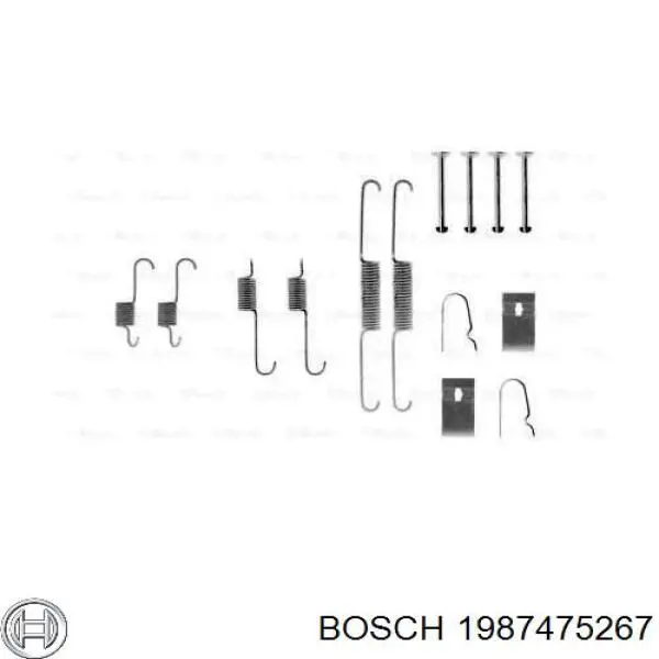 Монтажний комплект задніх барабанних колодок Bosch 1987475267 ціна, від 7.43 USD