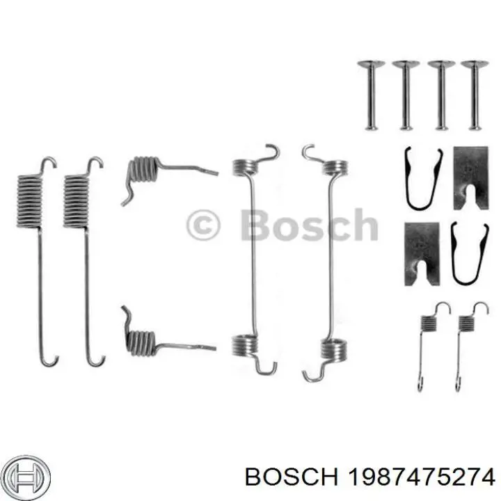 1987475274 Bosch монтажний комплект задніх барабанних колодок