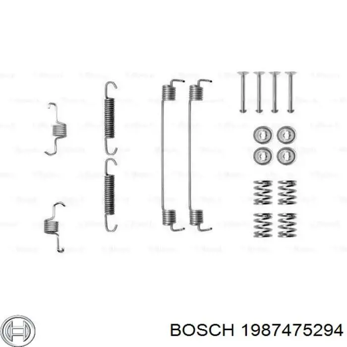 Монтажний комплект задніх барабанних колодок Bosch 1987475294 ціна, від 6.14 USD