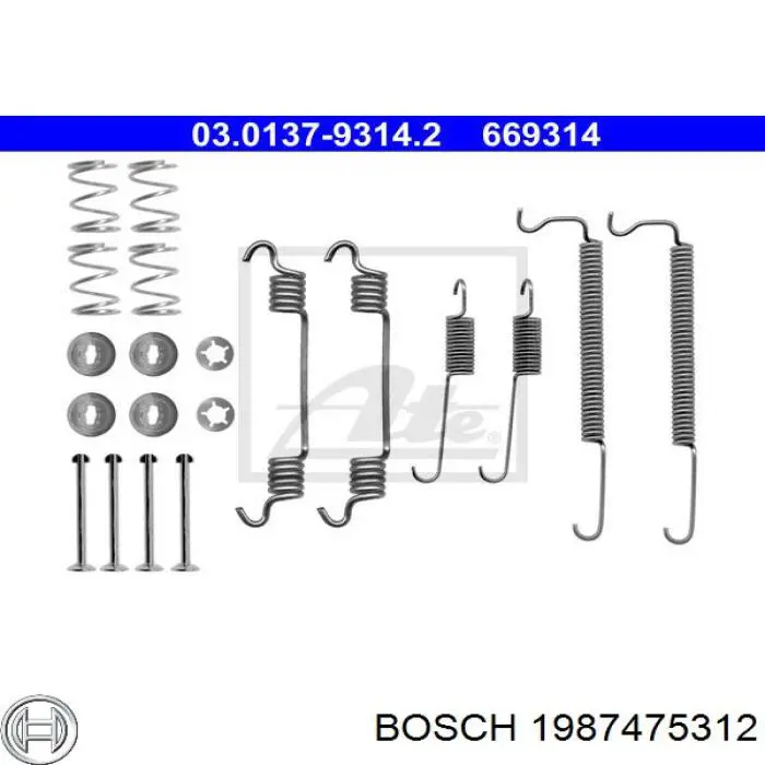 Купити 1987475312 Bosch Монтажний комплект задніх барабанних колодок