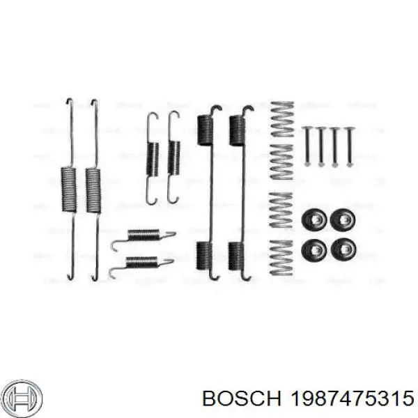 Монтажний комплект задніх барабанних колодок Bosch 1987475315 ціна, від 6.71 USD