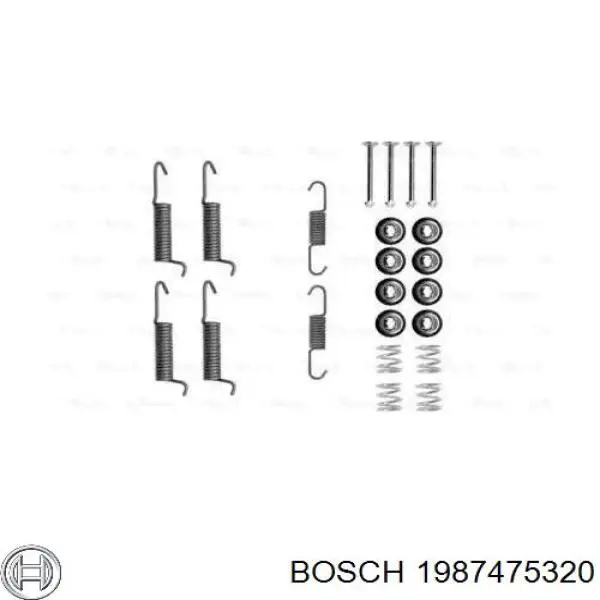 1987475320 Bosch монтажний комплект задніх барабанних колодок