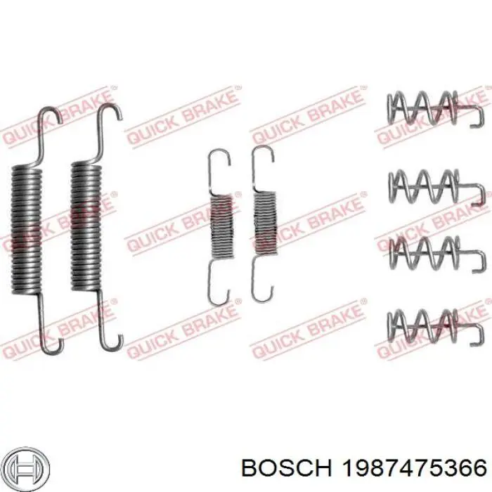 1987475366 Bosch монтажний комплект задніх барабанних колодок