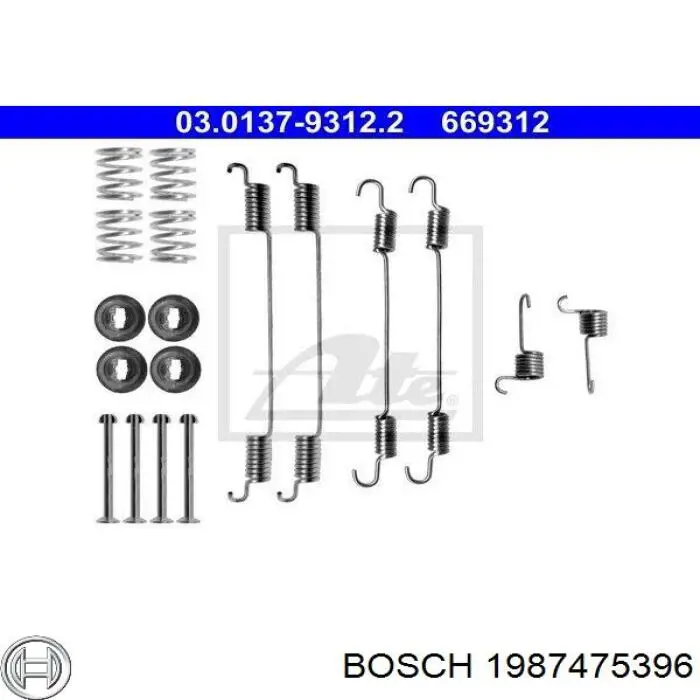 Купити 1987475396 Bosch Монтажний комплект задніх барабанних колодок