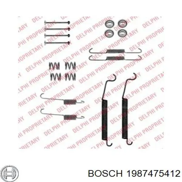 Купити 1987475412 Bosch Монтажний комплект задніх барабанних колодок