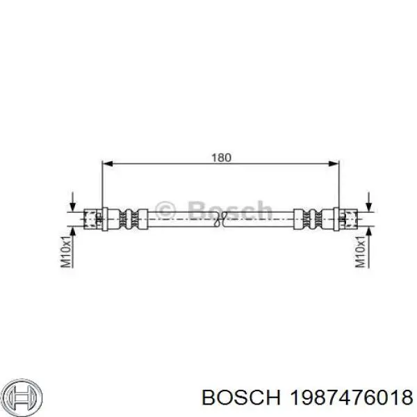 Купити 1987476018 Bosch Шланг гальмівний задній