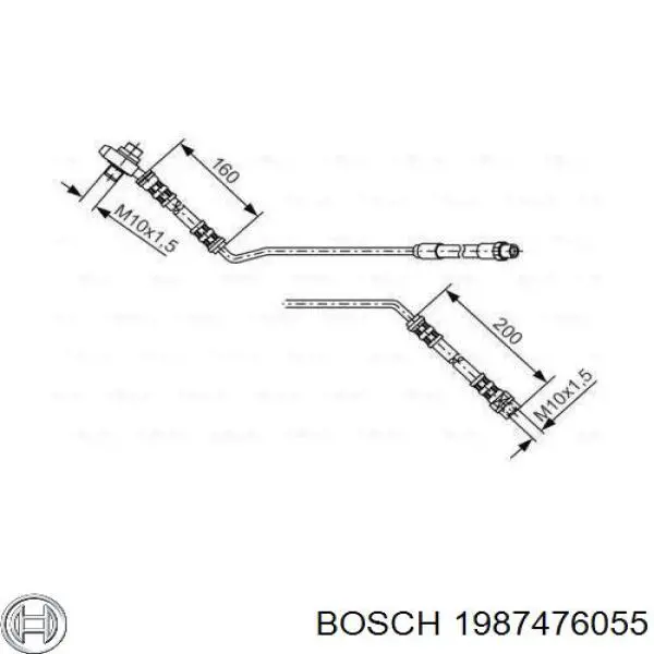 Купити 1987476055 Bosch Шланг гальмівний задній, правий