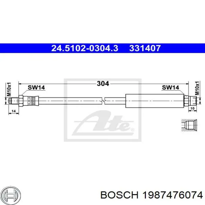 1987476074 Bosch Шланг гальмівний задній