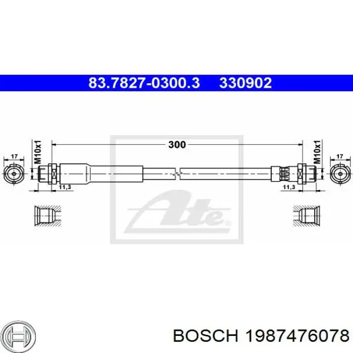 1987476078 Bosch шланг гальмівний задній