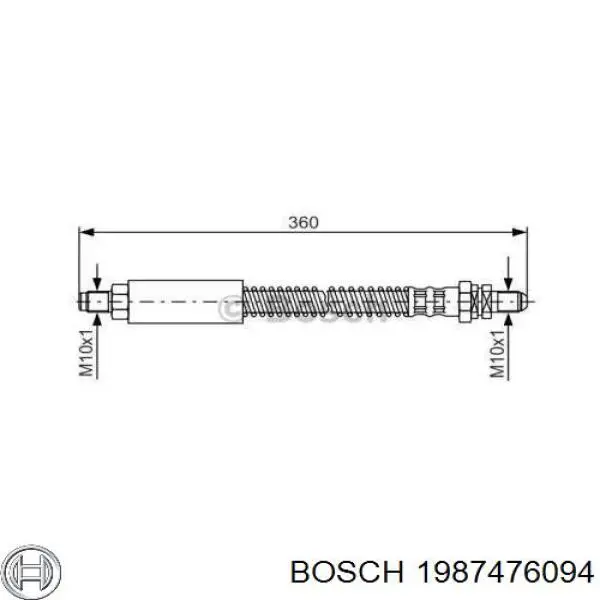 Шланг гальмівний задній, лівий 1987476094 Bosch