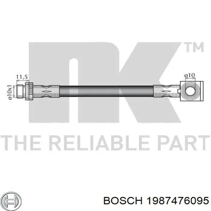 Шланг гальмівний задній 1987476095 Bosch