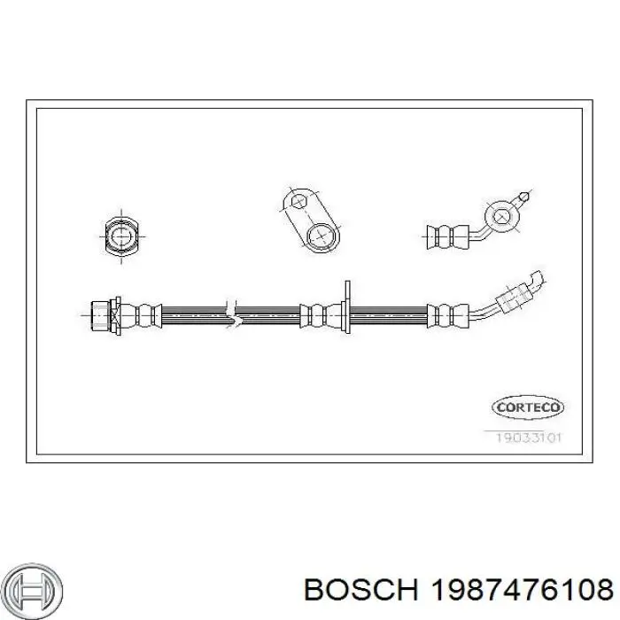 1987476108 Bosch Шланг гальмівний передній, лівий