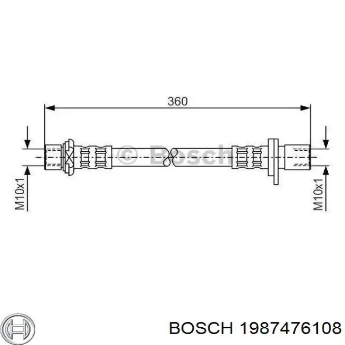 Шланг гальмівний передній, лівий Bosch 1987476108 ціна, від 21.66 USD
