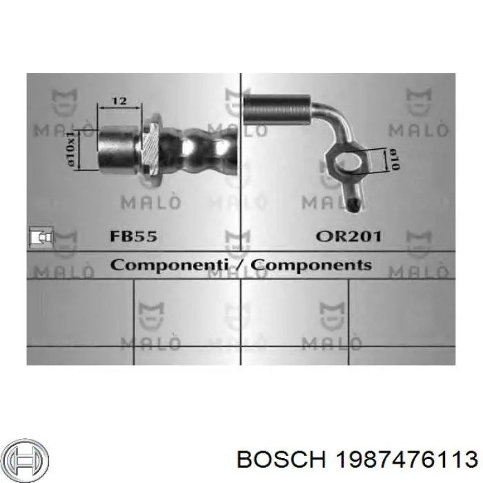 1987476113 Bosch шланг гальмівний задній, лівий