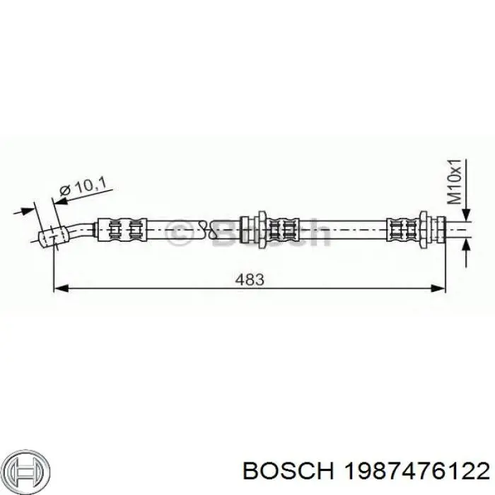 Шланг гальмівний задній, правий Bosch 1987476122
