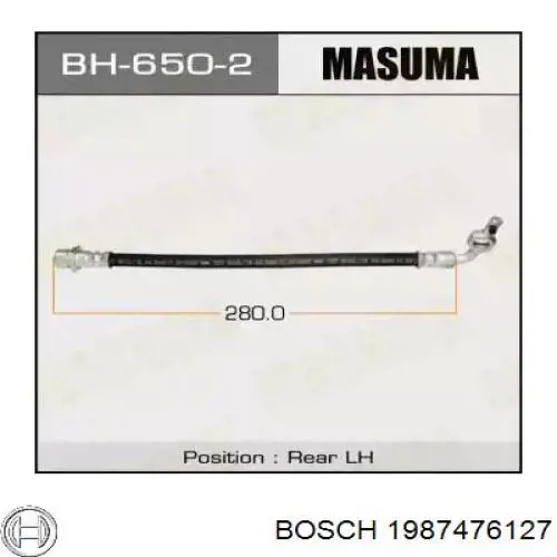 Шланг гальмівний задній, правий Bosch 1987476127
