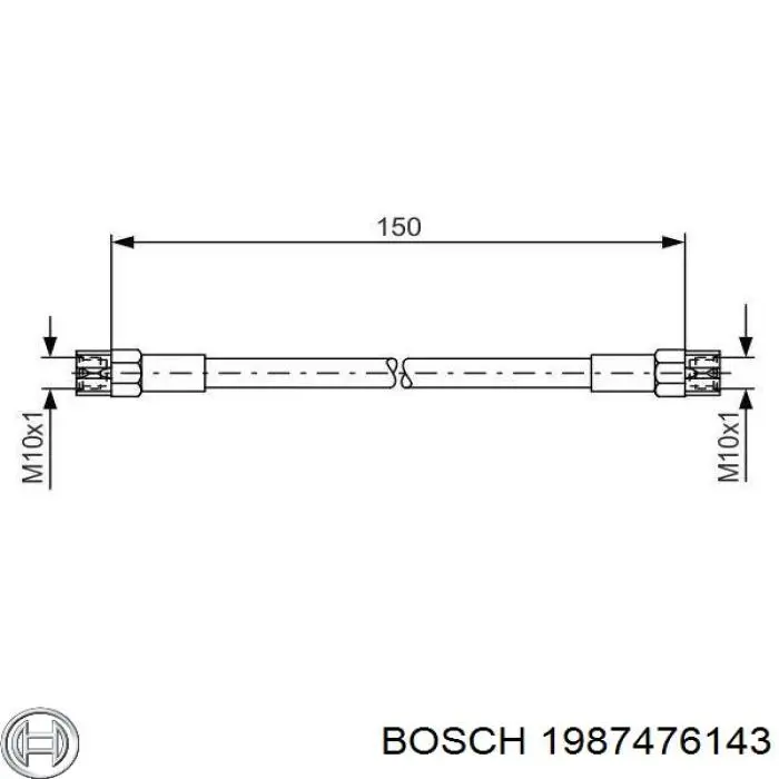 1987476143 Bosch шланг гальмівний задній, правий