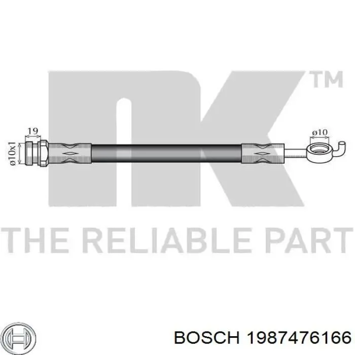 Шланг гальмівний задній 1987476166 Bosch