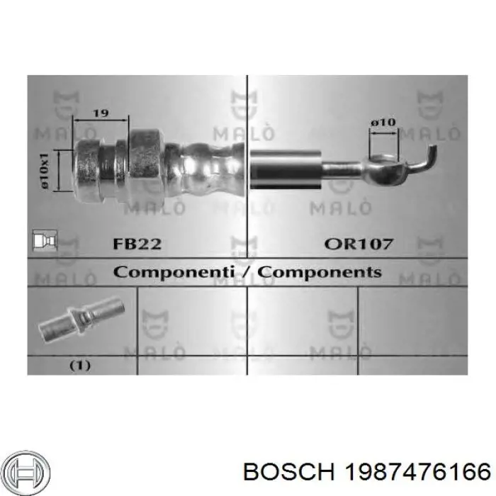 Купити 1987476166 Bosch Шланг гальмівний задній
