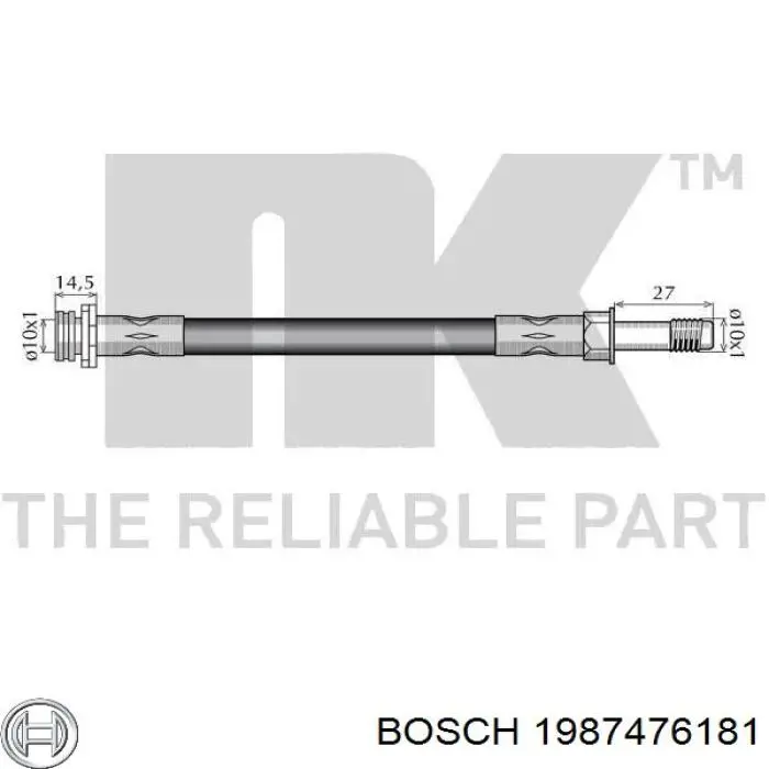 1987476181 Bosch Гнучка гальмівна трубка передня
