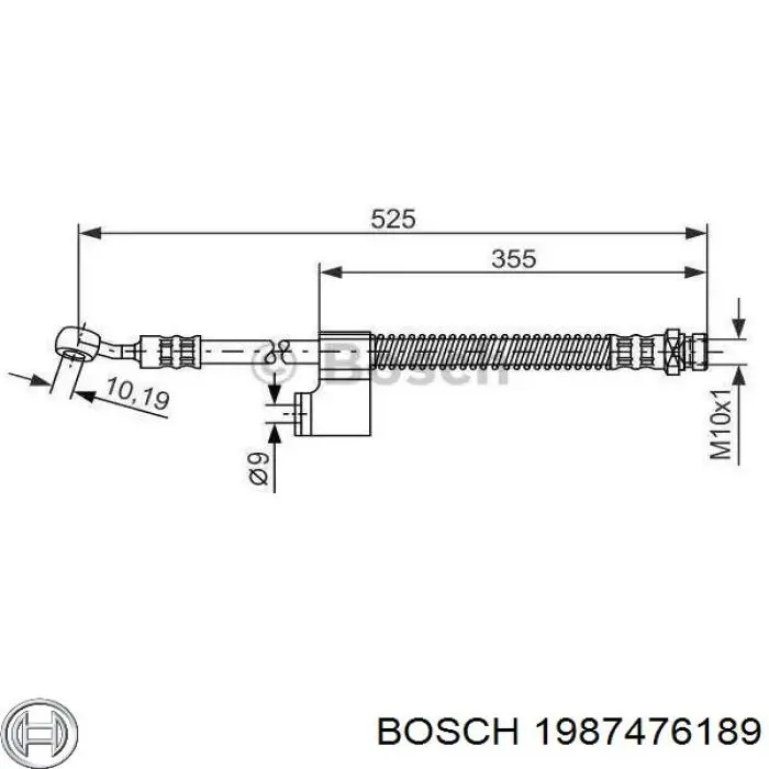 Купити 1987476189 Bosch Шланг гальмівний передній, правий