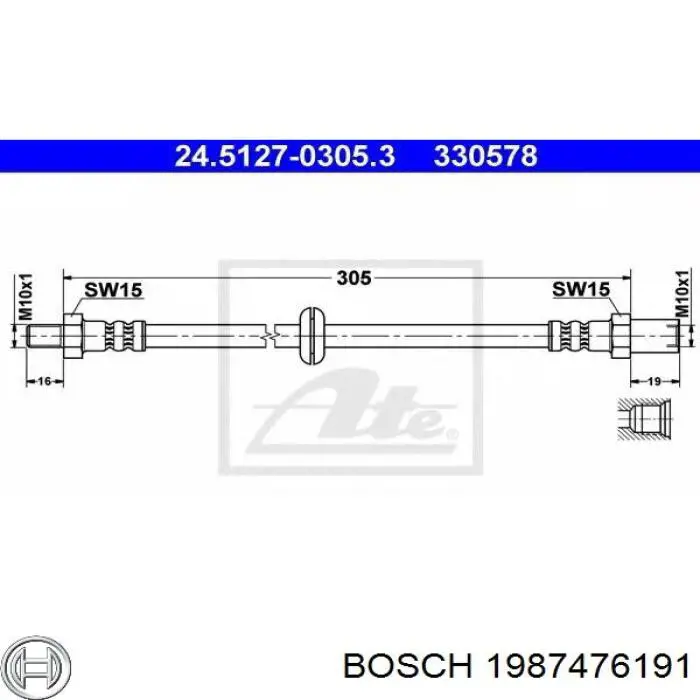 Купити 1987476191 Bosch Гальмівні шланги передні
