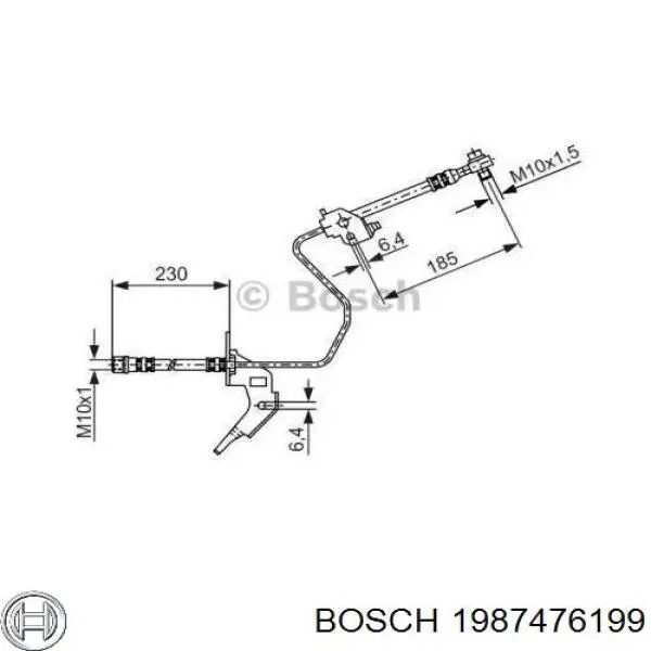 1987476199 Bosch шланг гальмівний задній, лівий