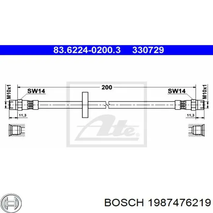 1987476219 Bosch Шланг гальмівний задній, лівий