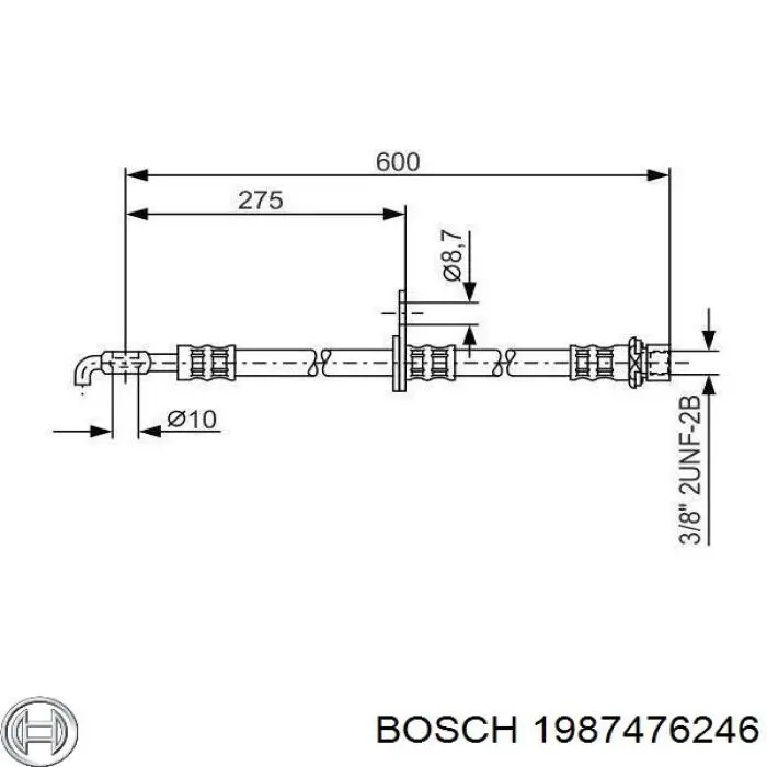 1987476246 Bosch Шланг гальмівний передній, лівий