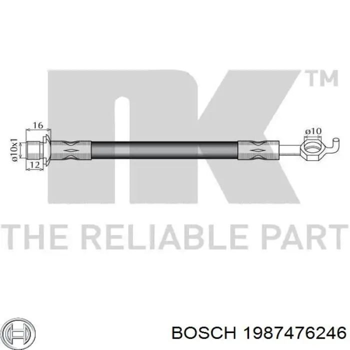Купити 1987476246 Bosch Шланг гальмівний передній, лівий